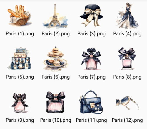 Kit Digital Paris Scrapbook Aquarela - Elementos Vintage