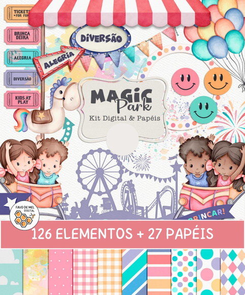 Kit Digital Parque de Diversões Aquarela - Magic Park