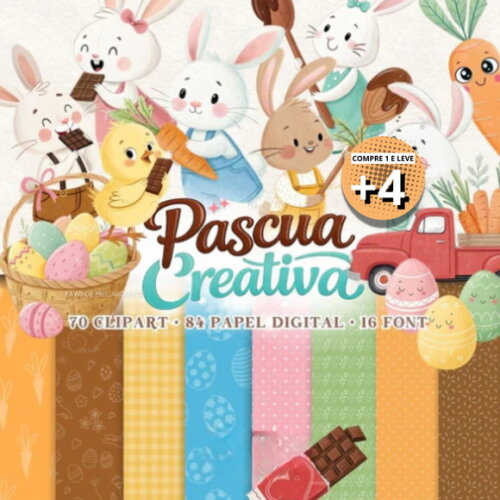 Kit Digital Páscoa Aquarela Coelhinhos Png #14