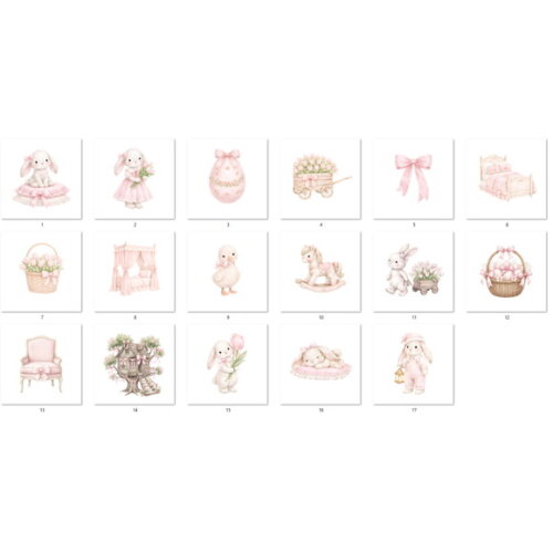 Kit Digital Páscoa Aquarela Coelhinhos Rosa Png #7