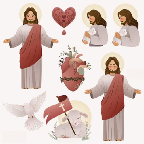 Kit Digital Páscoa Aquarela Jesus - Ele Vive Lmy