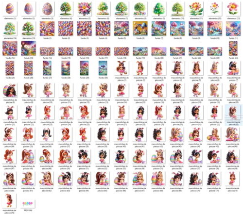 Kit Digital Páscoa Mascotinhas 3d