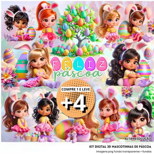 Kit Digital Páscoa Mascotinhas 3d