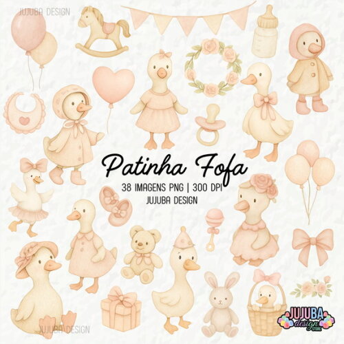 Kit Digital Patinha Fofa Aquarela Png