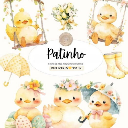 Kit Digital Patinho Amarelo Aquarela Png Premium #3
