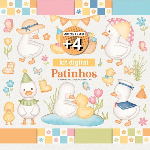 Kit Digital Patinhos Aquarela Png #1 (pague 1 Leve 5)