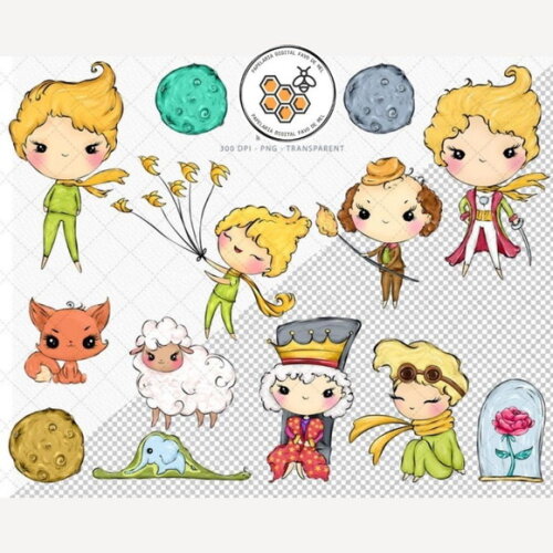 Kit Digital Pequeno Príncipe Aquarela - Little Prince
