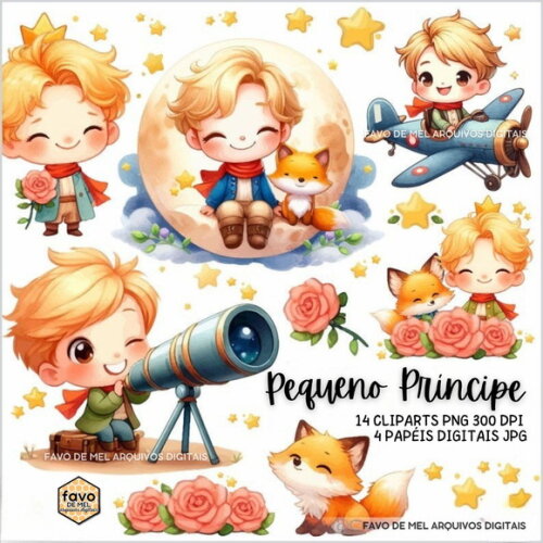 Kit Digital Pequeno Príncipe Aquarela #10