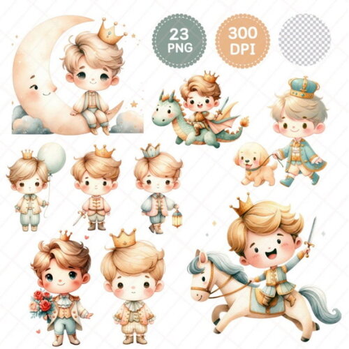 Kit Digital Pequeno Príncipe Aquarela | Little Cute Prince