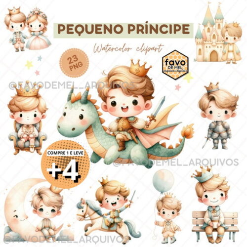 Kit Digital Pequeno Príncipe Aquarela | Little Cute Prince