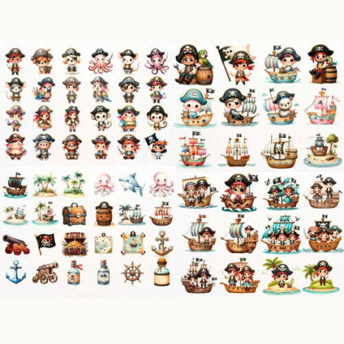 Kit Digital Pirata Cute Aquarela (nca)