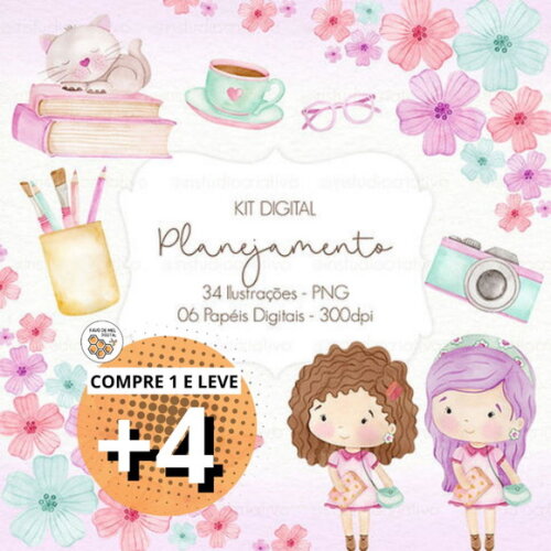 Kit Digital Planejamento - Planner Aquarela