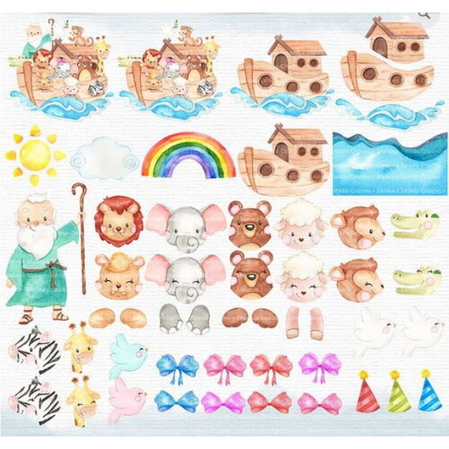 Kit Digital Png Arca de Noé Aquarela 02