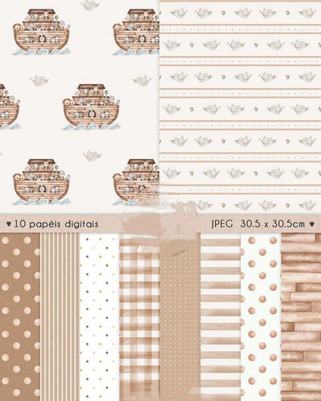 Kit Digital Png Arca de Noé Aquarela 04 (pague 1 Leve +4)