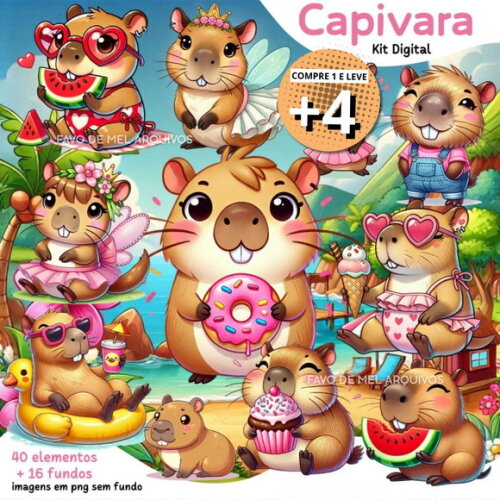 Kit Digital Png Capivara (pague 1 Leve +4)