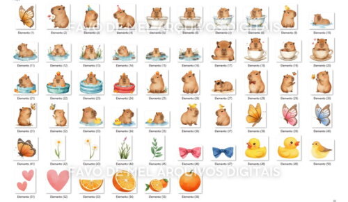 Kit Digital Png Capivara Aquarela #7 (pague 1 Leve +4) Png