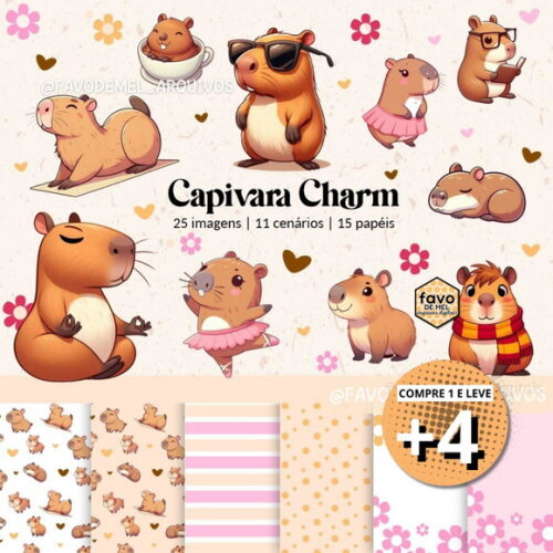 Kit Digital Png Capivara Charm (pague 1 Leve +4)