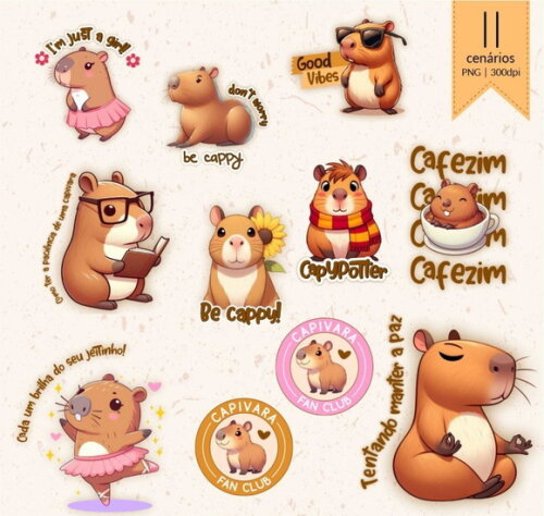 Kit Digital Png Capivara Charm (pague 1 Leve +4)