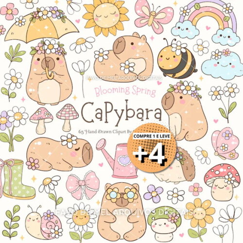 Kit Digital Png Capivara Flores Primavera Png #11