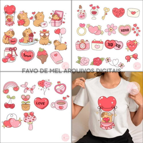 Kit Digital Png Capivara Love Dia dos Namorados Png #16