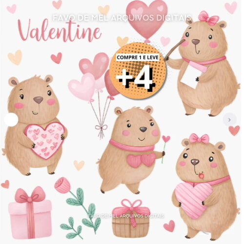 Kit Digital Png Capivara Love Dia dos Namorados Png #17