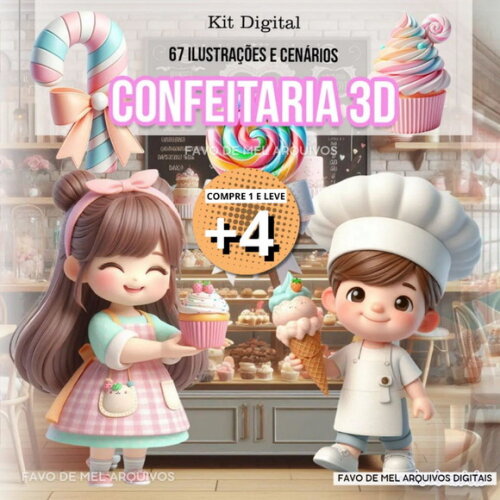 Kit Digital Png Confeitaria 3d #5 Mundo Doce Png