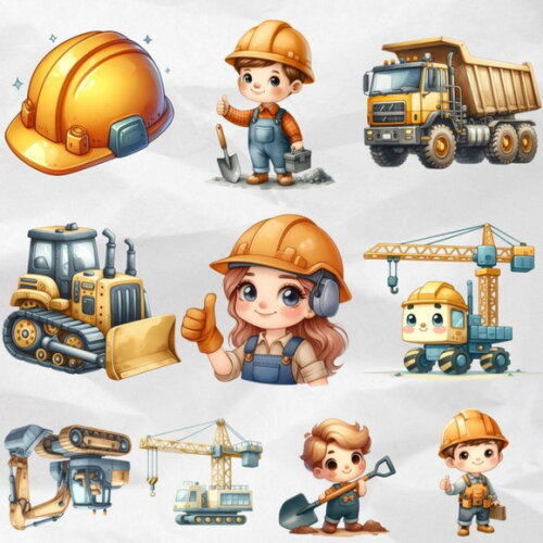 Kit Digital Png Construção Aquarela 04 (compre 1 Leve +4)