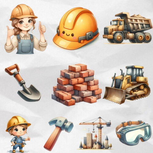 Kit Digital Png Construção Aquarela 04 (compre 1 Leve +4)