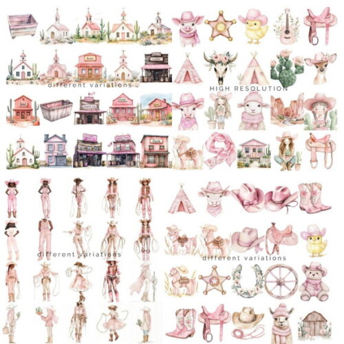 Kit Digital Png Cowgirl Boiadeira Rosa (ncr)