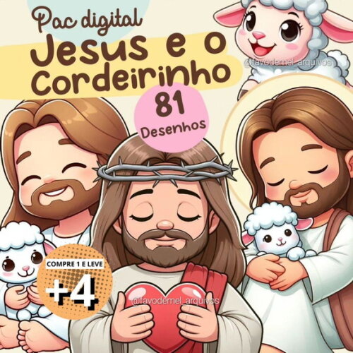 Kit Digital Png Cristão Jesus e o Cordeirinho | Páscoa
