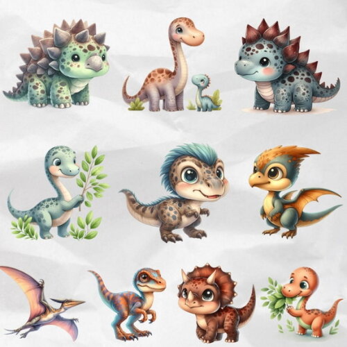 Kit Digital Png Dinossauros Aquarela #46 Png (pague 1 Leve 5