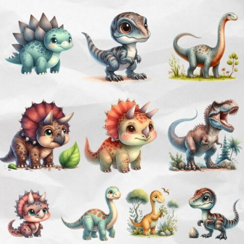 Kit Digital Png Dinossauros Aquarela #46 Png (pague 1 Leve 5