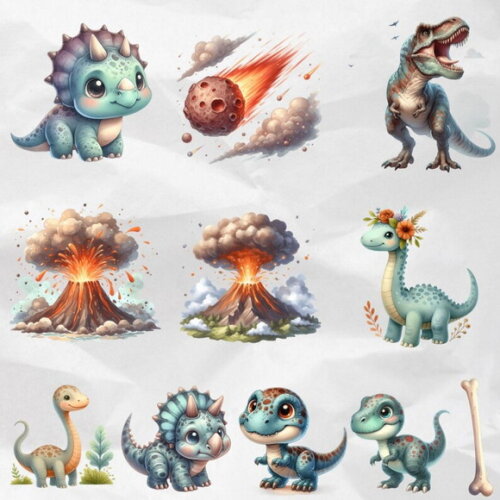 Kit Digital Png Dinossauros Aquarela #46 Png (pague 1 Leve 5