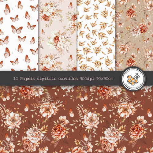 Kit Digital Png Floral Boho Aquarela 01