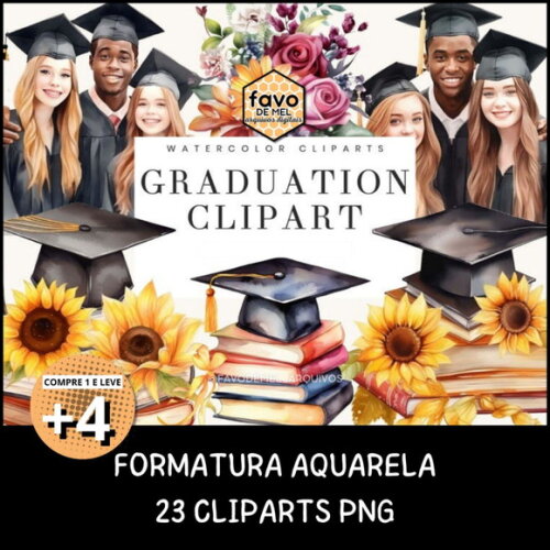 Kit Digital Png Formatura Aquarela (pague 1 Leve +4) _bd