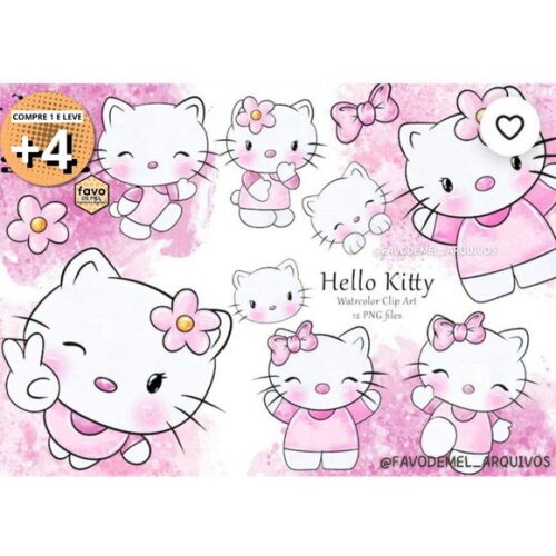 Kit Digital Png Hello Kitty Aquarela (pague 1 Leve +4)