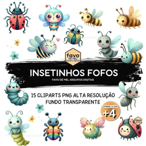 Kit Digital Png Insetinhos Fofos (pague 1 Leve 5)