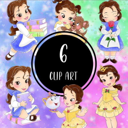 Kit Digital Png Mini Princesa Bela Menina (pague 1 Leve +4)