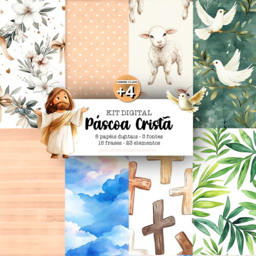 Kit Digital Png Páscoa Cristã 2025 Elementos e Papéis