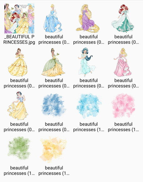 Kit Digital Png Princesas Disney Aquarela 01 -pague 1 Leve 5
