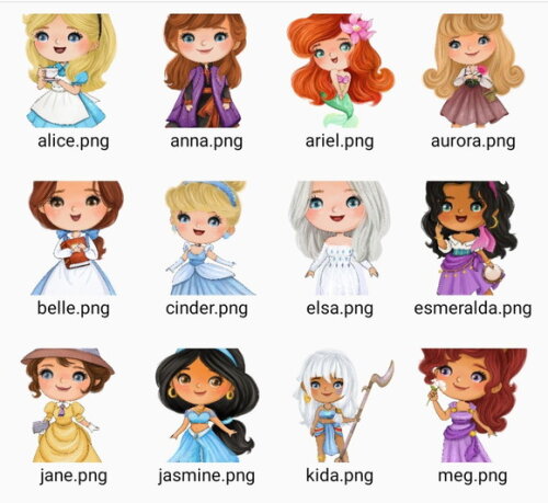 Kit Digital Png Princesas Disney Aquarela 05 -pague 1 Leve 5