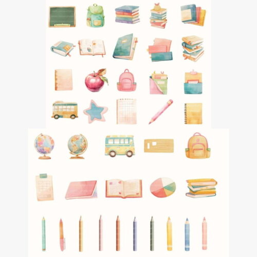 Kit Digital Png Volta às Aulas Aquarela (pague 1 Leve +4) Dd