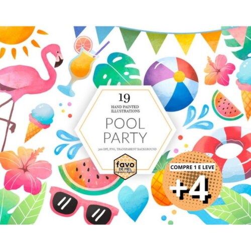 Kit Digital Pool Party | Verão Férias e Praia