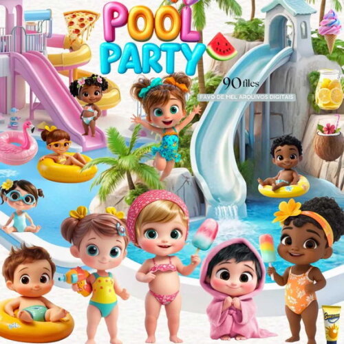 Kit Digital Pool Party 3d #09 Png Premium