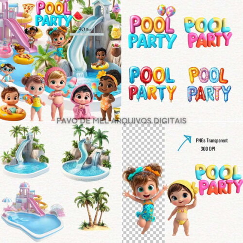 Kit Digital Pool Party 3d #09 Png Premium