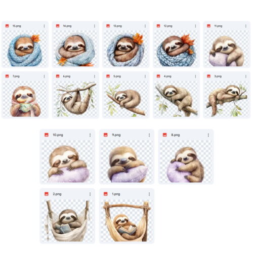Kit Digital Preguicinha Cute Aquarela (pague 1 Leve +4)