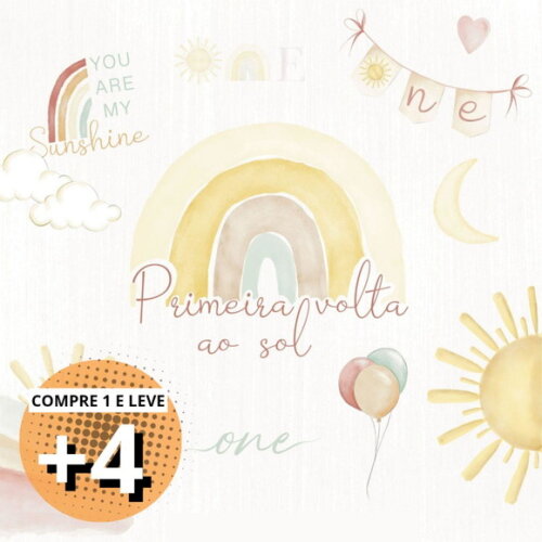 Kit Digital Primeira Volta ao Sol Aquarela Boho Baby (le)