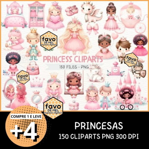 Kit Digital Princesa Cute Aquarela - Cute Princess (nca)