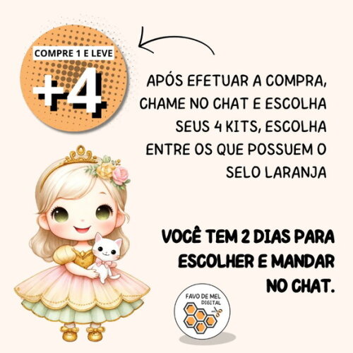 Kit Digital Princesa Cute Aquarela - Little Cute Princess