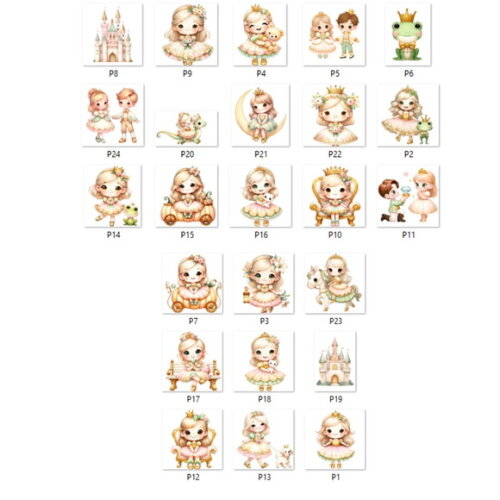 Kit Digital Princesa Cute Aquarela - Little Cute Princess